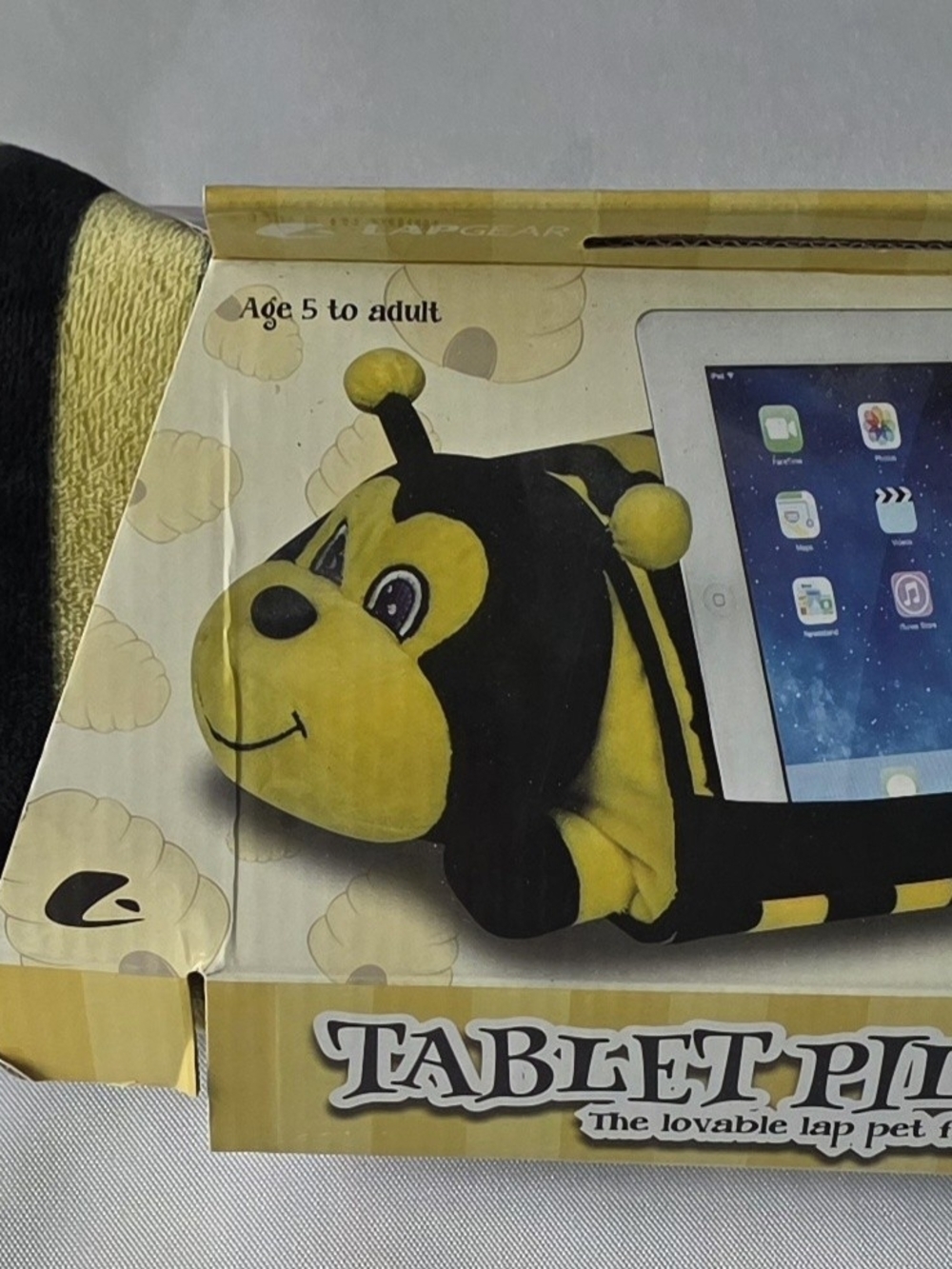 Plush Bee Tablet Pillow Stand - Yellow & Black